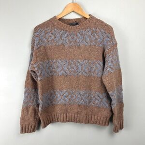 Elsamanda Italy Women Wool Mohair Blend Sweater M Oatmeal Blue Earthy Chunky NWT